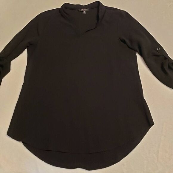 MoaMoa Women's Rollup Sleeve Blouse - Picture 1 of 7